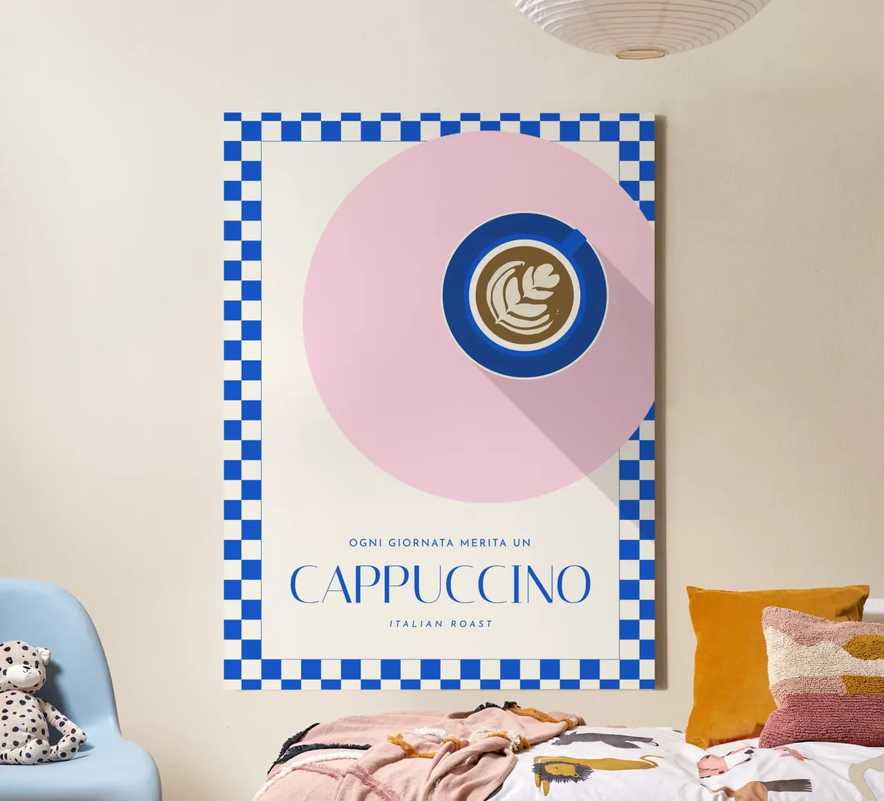 Todos los días merecen un Cappuccino lienzo con Marco flotante de Bureau Purpur