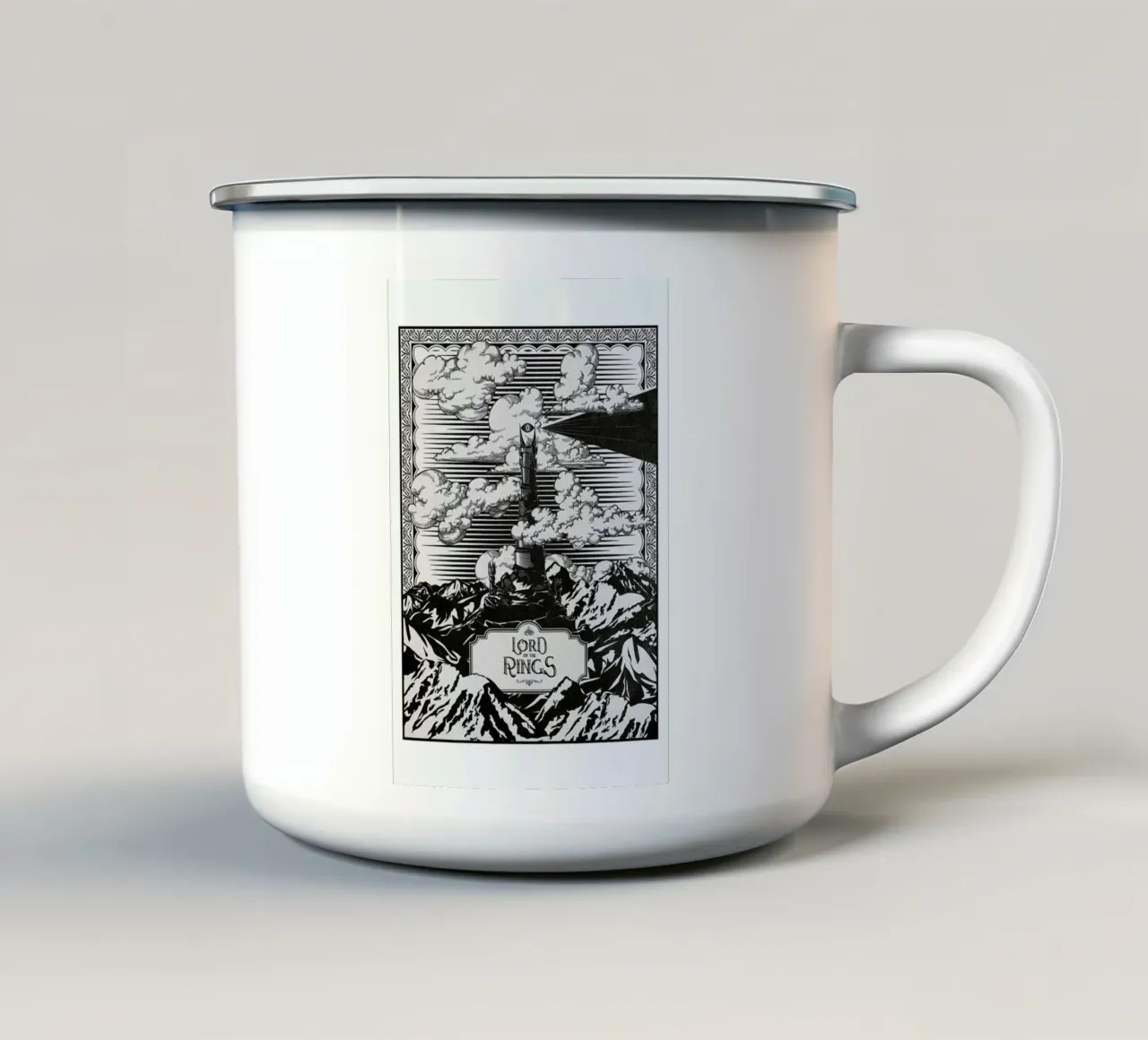 Vintage Mordor Tower Eye of Sauron tazza in smalto da Barrett Biggers