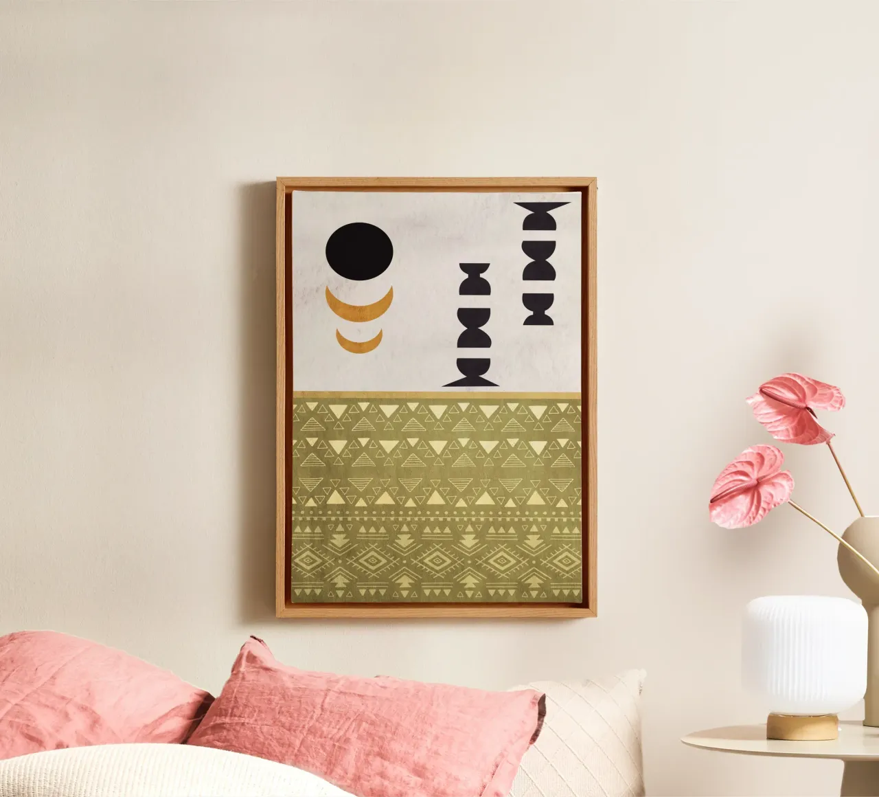 circles and crescent moons tela con Cornice a cassetta da ramosashop