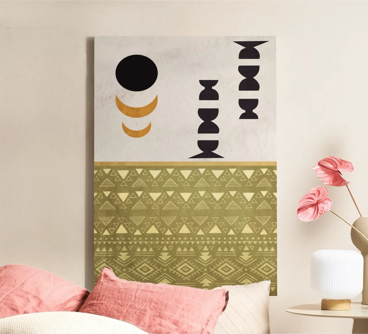 circles and crescent moons tela con Cornice a cassetta da ramosashop