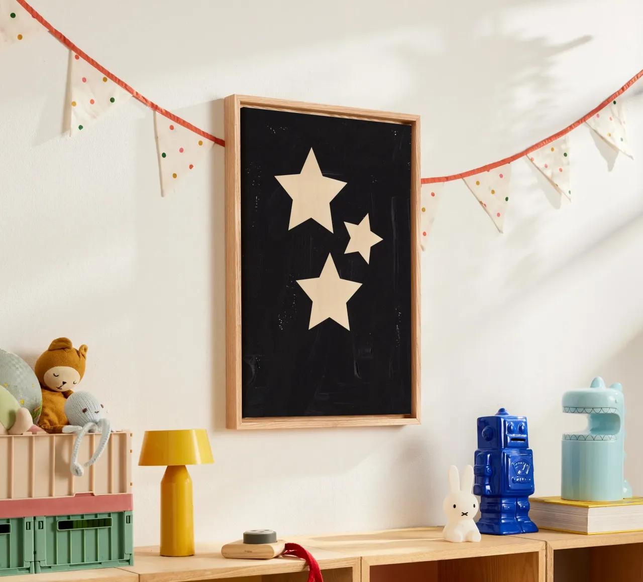 Estrellas Boho lienzo con Marco flotante de Rose Beck Art