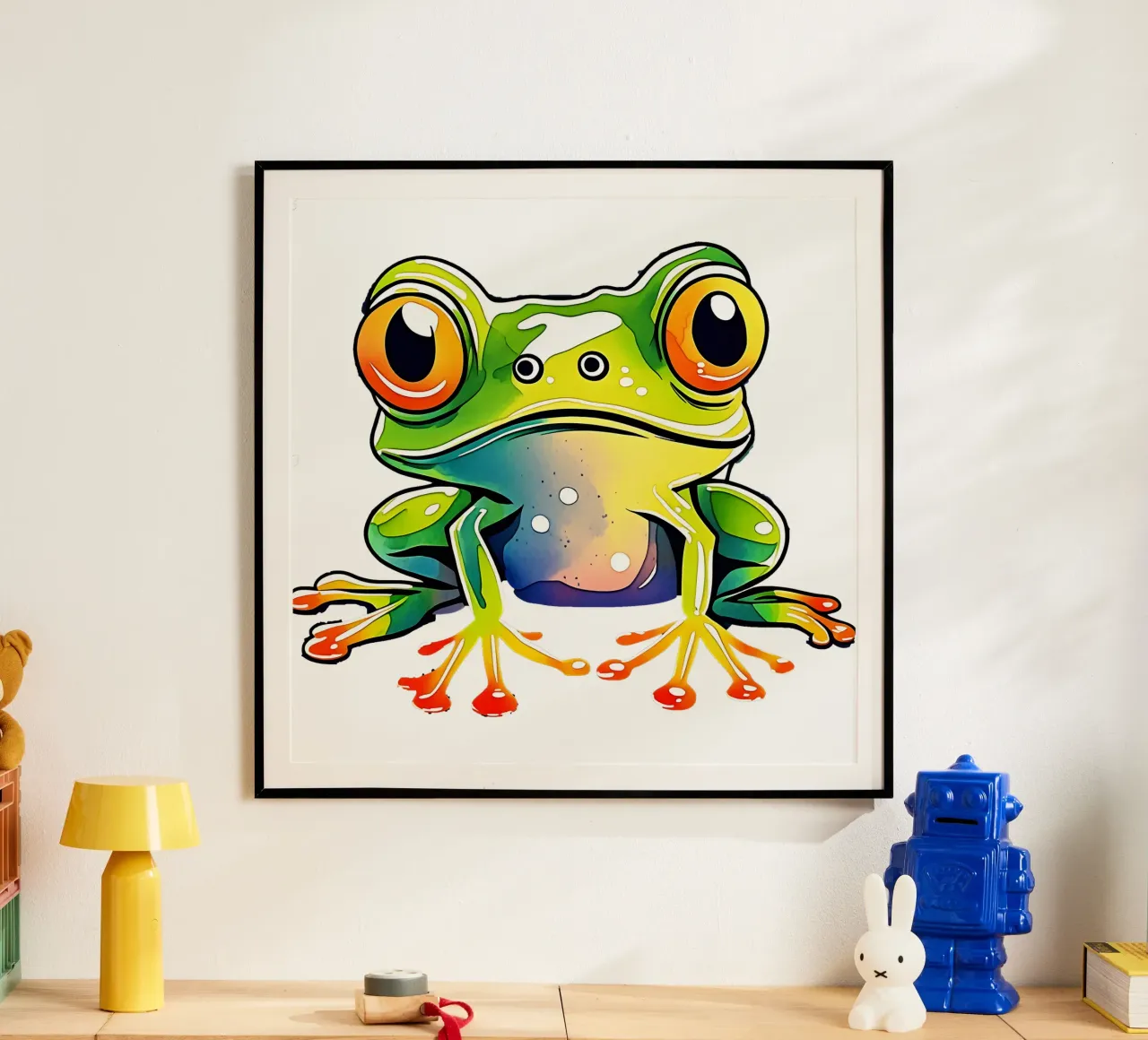 Rana_Stile_M_1a poster con telaio in legno da Tierisch bunt by LK