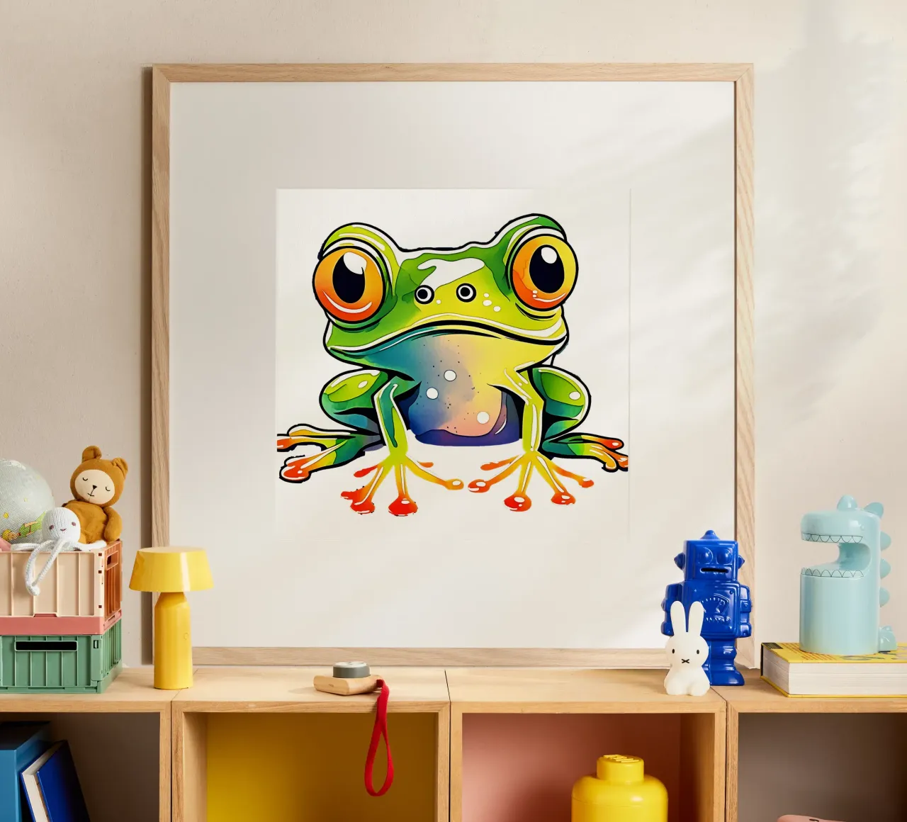 Rana_Stile_M_1a poster con telaio in legno da Tierisch bunt by LK