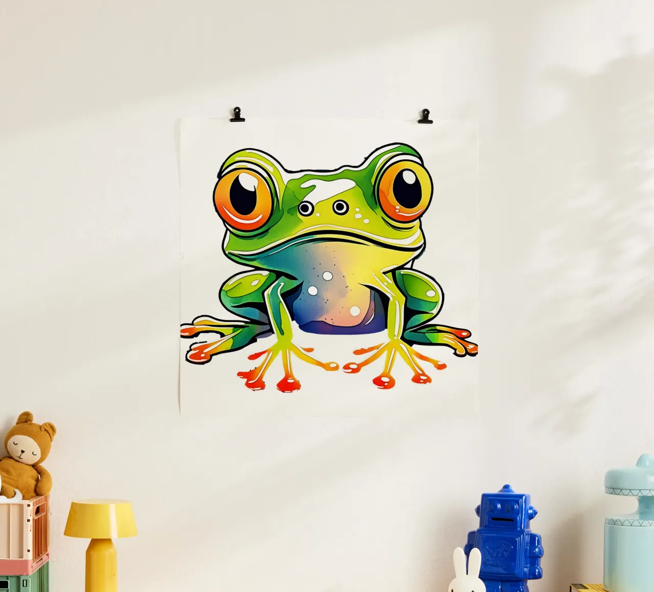 Rana_Stile_M_1a poster con telaio in legno da Tierisch bunt by LK