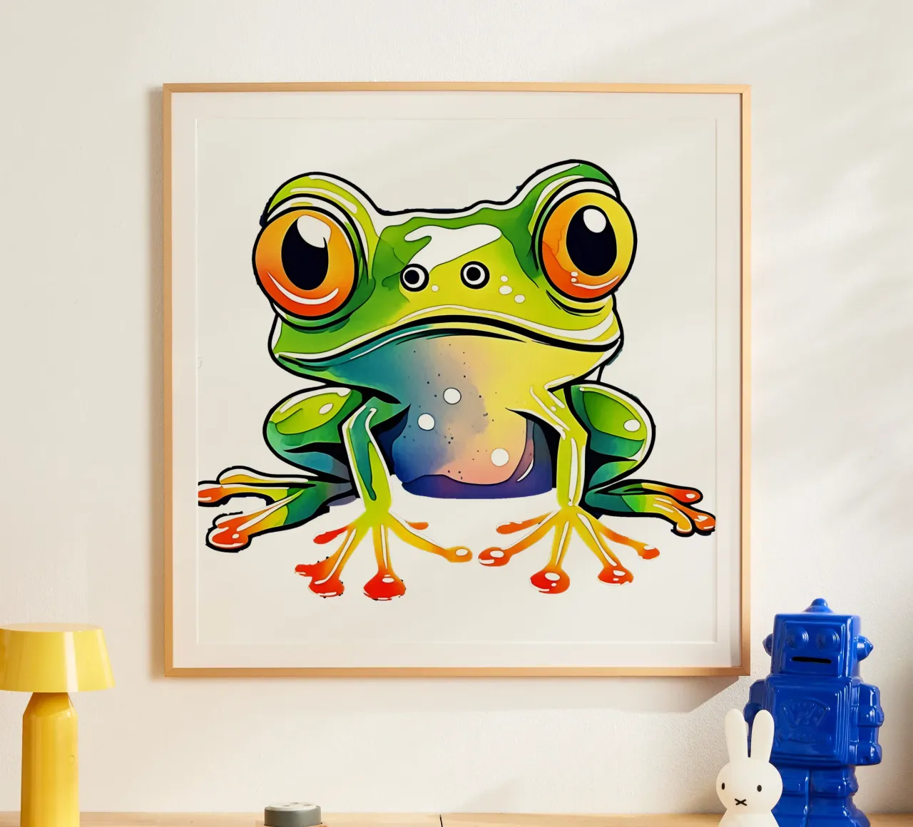 Rana_Stile_M_1a poster con telaio in legno da Tierisch bunt by LK