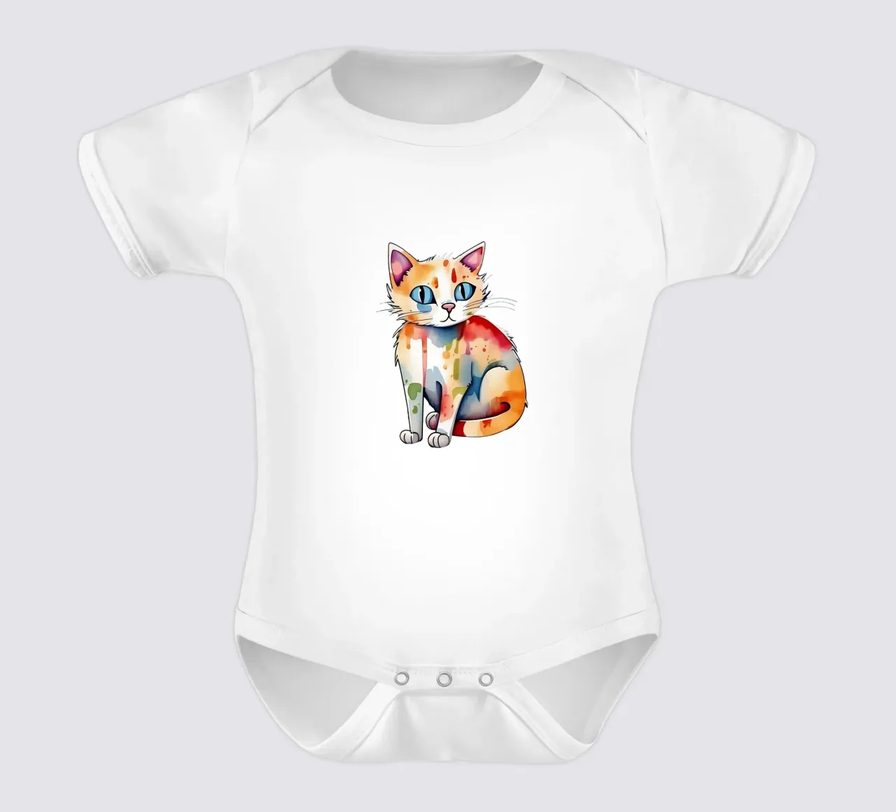 Stile_gatto_M_1a body neonato maniche corte da Tierisch bunt by LK