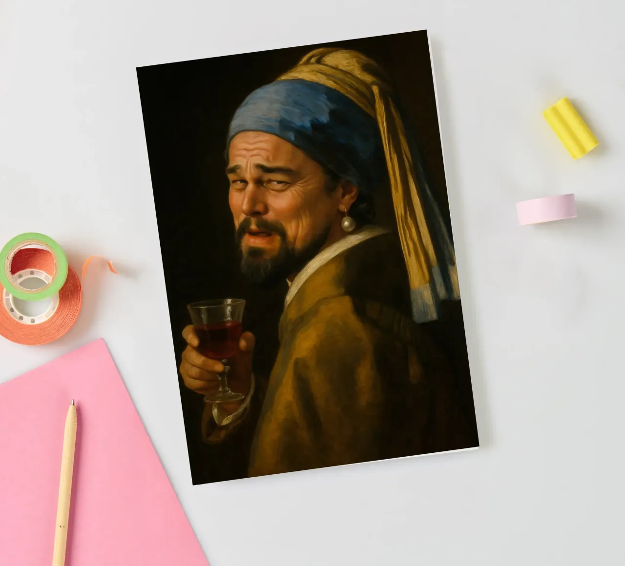 Leo with a Pearl Earring - Vermeer Art Meme Parody notebook by Lootprint