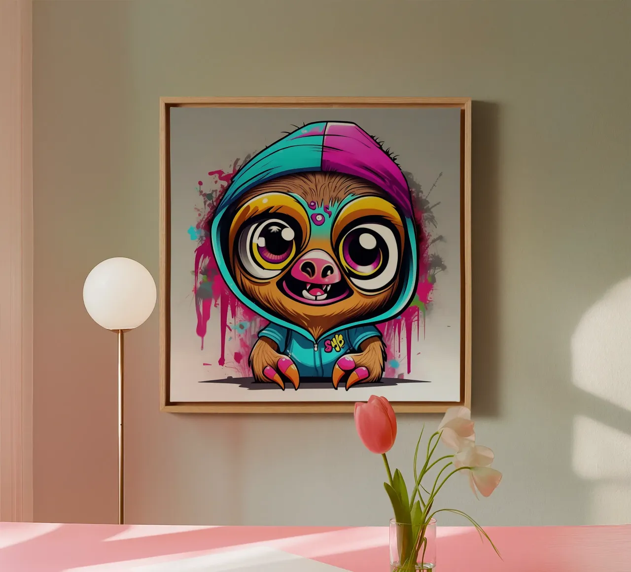 Sloth_Style_K_1 canvas with Floater frame by Tierisch bunt by LK