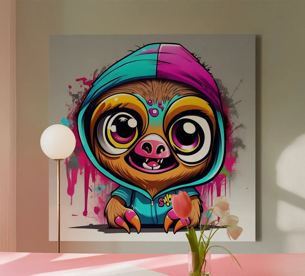 Sloth_Style_K_1 canvas with Floater frame by Tierisch bunt by LK