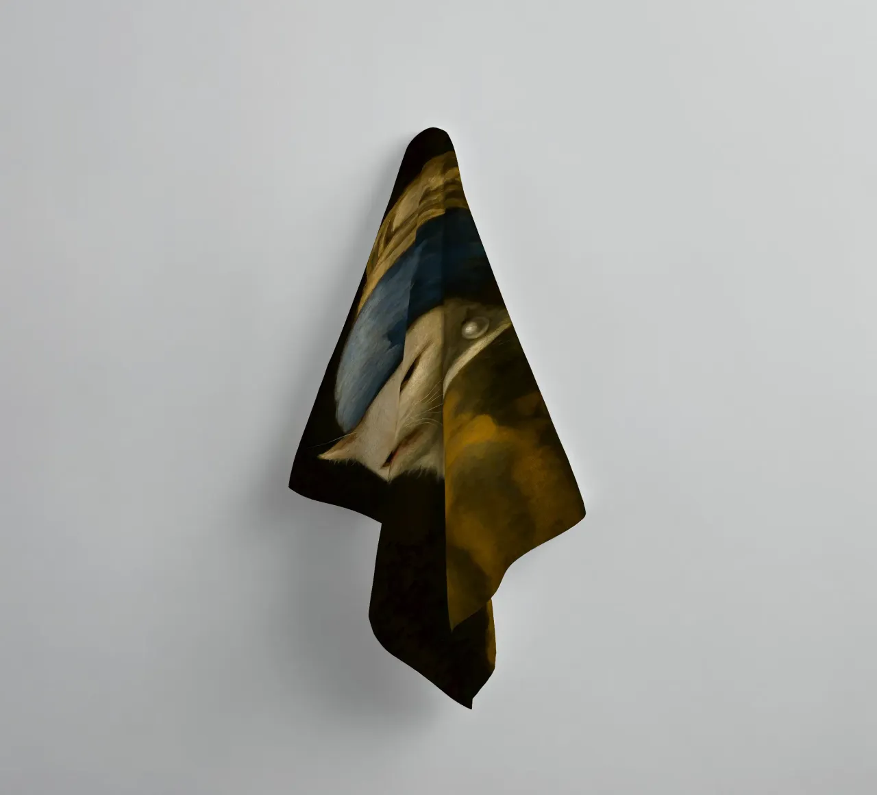 Smudge Cat with Pearl Earring - Vermeer Meme Art towel by Lootprint