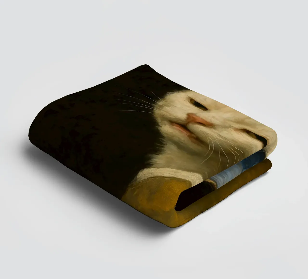 Smudge Cat with Pearl Earring - Vermeer Meme Art towel by Lootprint