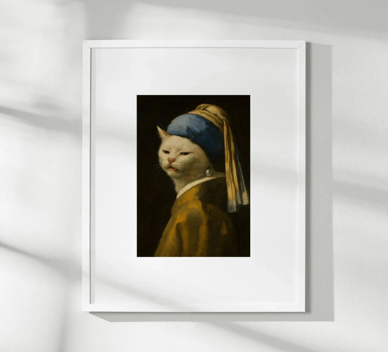 Smudge Katze mit Perlenohrring - Vermeer Meme Kunst Poster von Lootprint