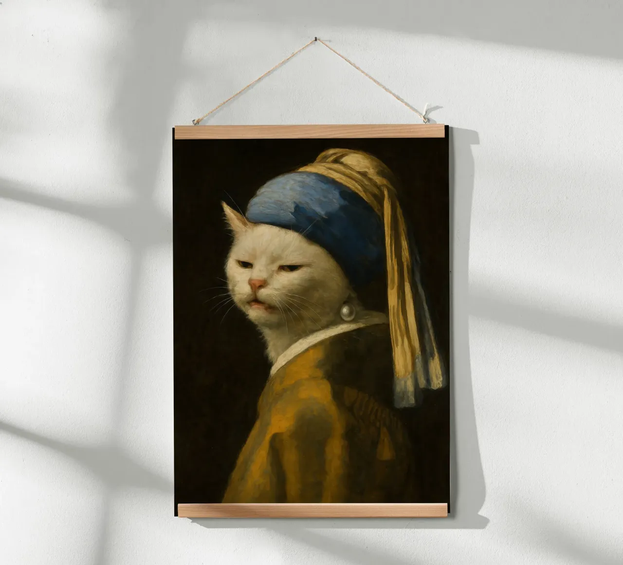 Smudge Katze mit Perlenohrring - Vermeer Meme Kunst Poster von Lootprint