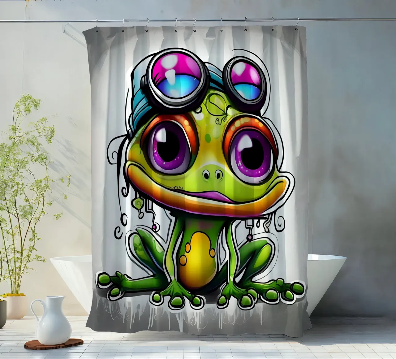 Frosch_Stil_K_2 Duschvorhang von Tierisch bunt by LK