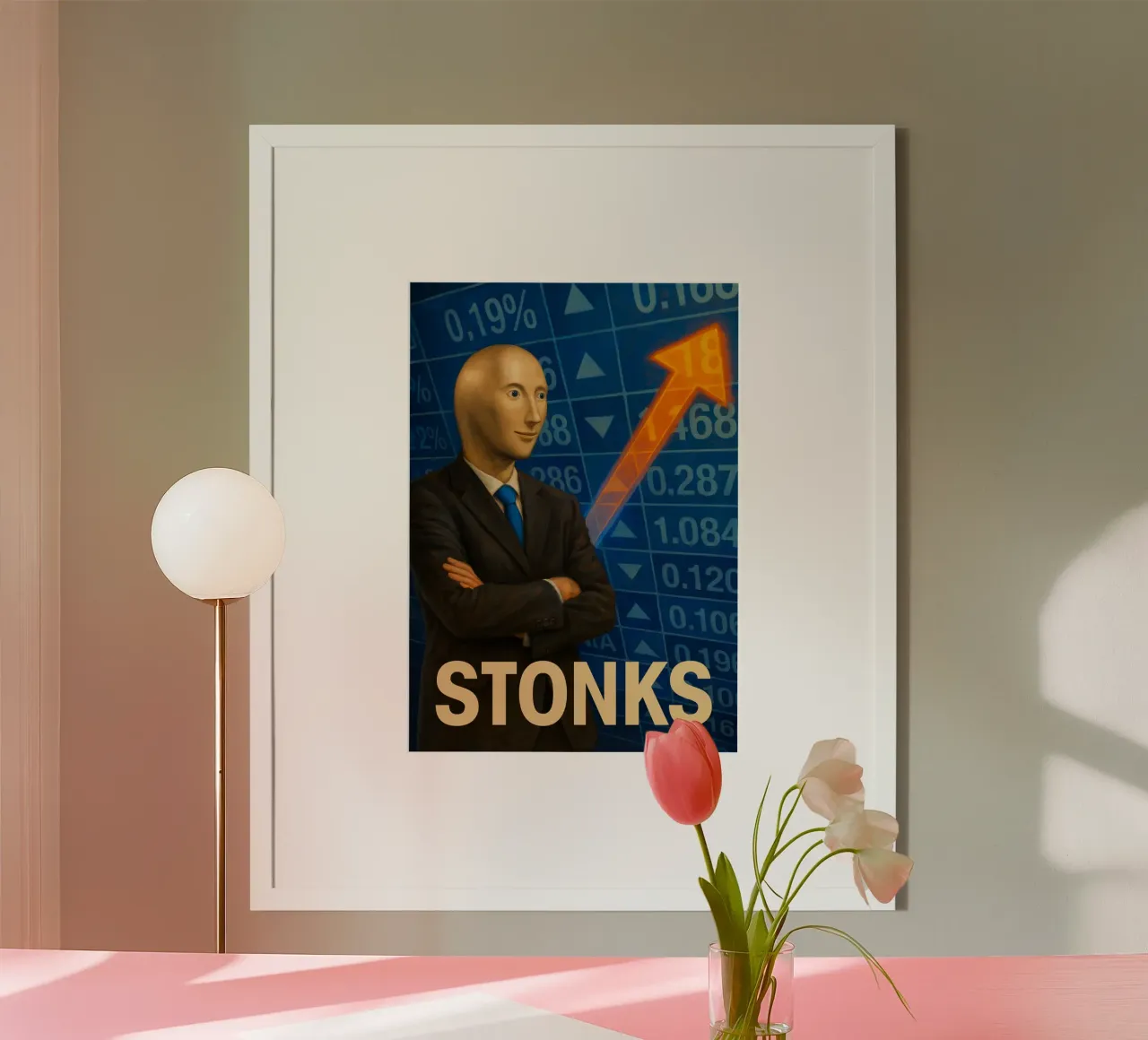 Stonks Meme Man Poster - Criptovalute, finanza, vibrazioni di successo poster da Lootprint