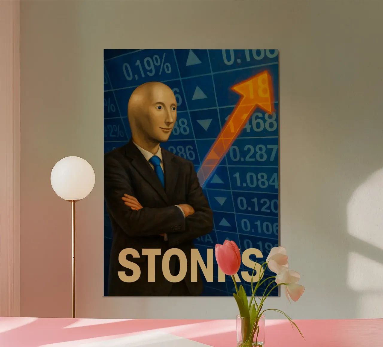 Stonks Meme Man Poster - Criptovalute, finanza, vibrazioni di successo poster da Lootprint
