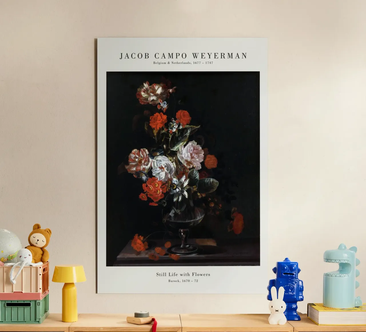 Jacob Campo Weyermann - Natura morta con fiori alluminio dibond da Old Masters