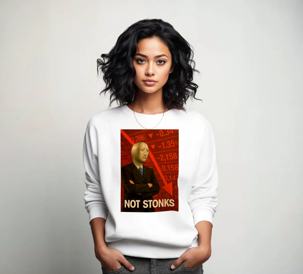 Poster del meme dell'uomo di Stonks Fail - Crash, tuffi e dolore felpa da Lootprint