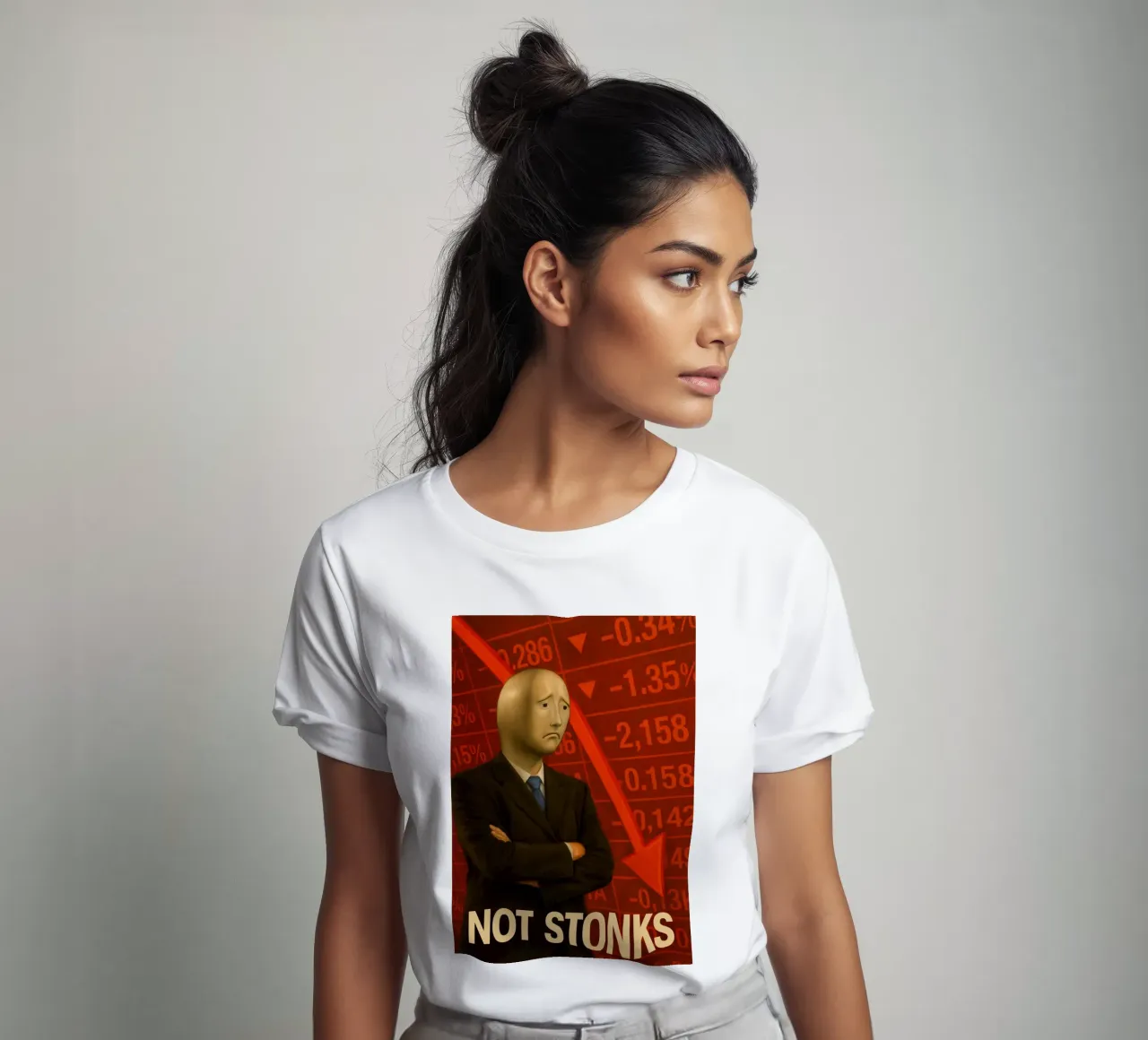 Poster del meme dell'uomo di Stonks Fail - Crash, tuffi e dolore t-shirt da Lootprint