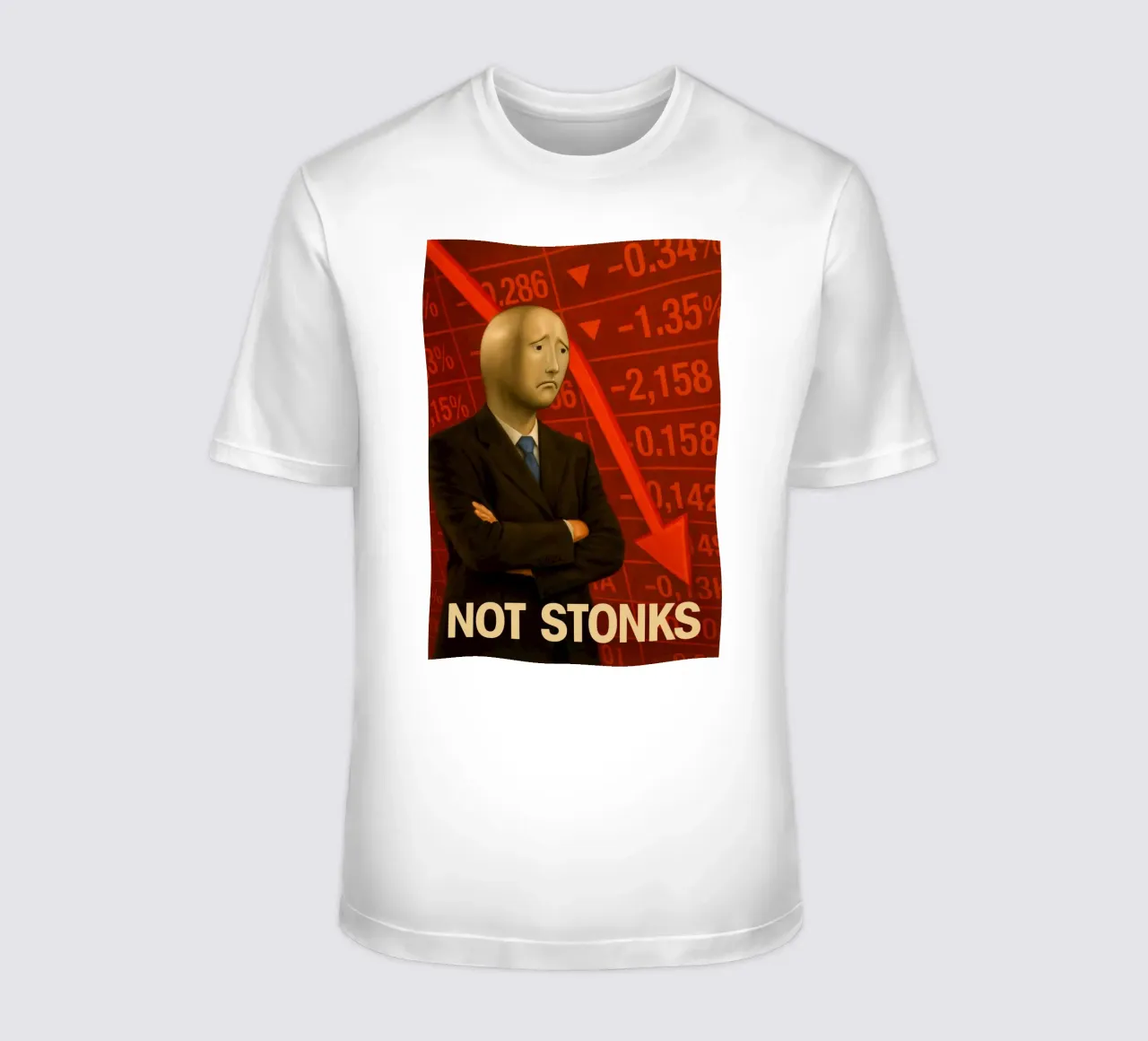 Poster del meme dell'uomo di Stonks Fail - Crash, tuffi e dolore t-shirt da Lootprint
