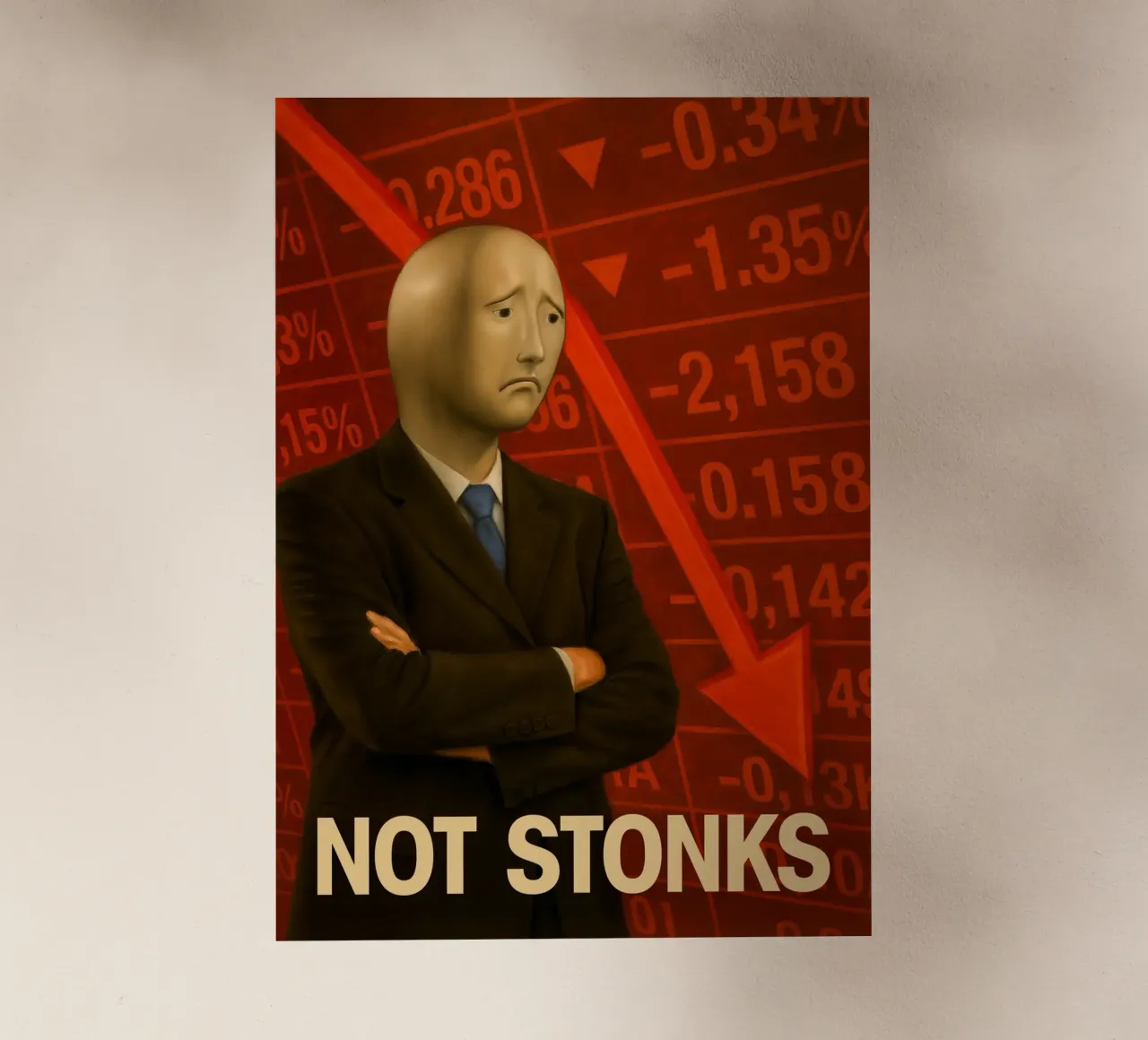 Poster del meme dell'uomo di Stonks Fail - Crash, tuffi e dolore pellicola backlit da Lootprint