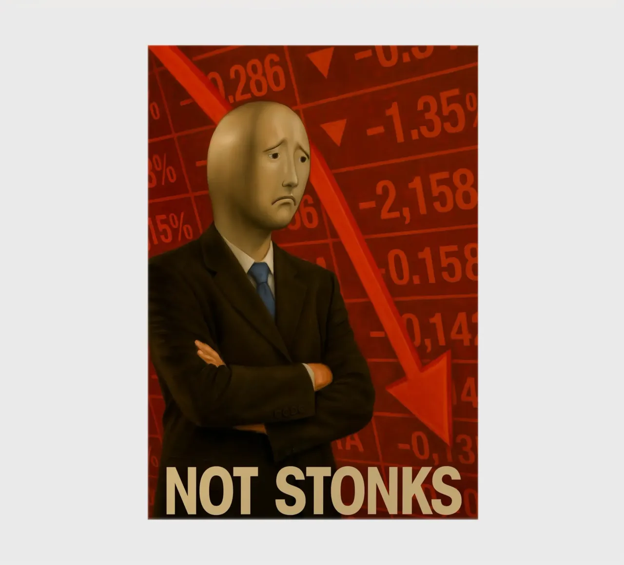Poster Stonks Fail Meme Man - Crash, Dips and Pain (en anglais) carnet de notes de Lootprint