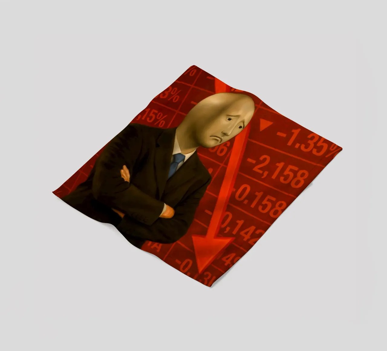 Poster del meme dell'uomo di Stonks Fail - Crash, tuffi e dolore coperta in pile da Lootprint