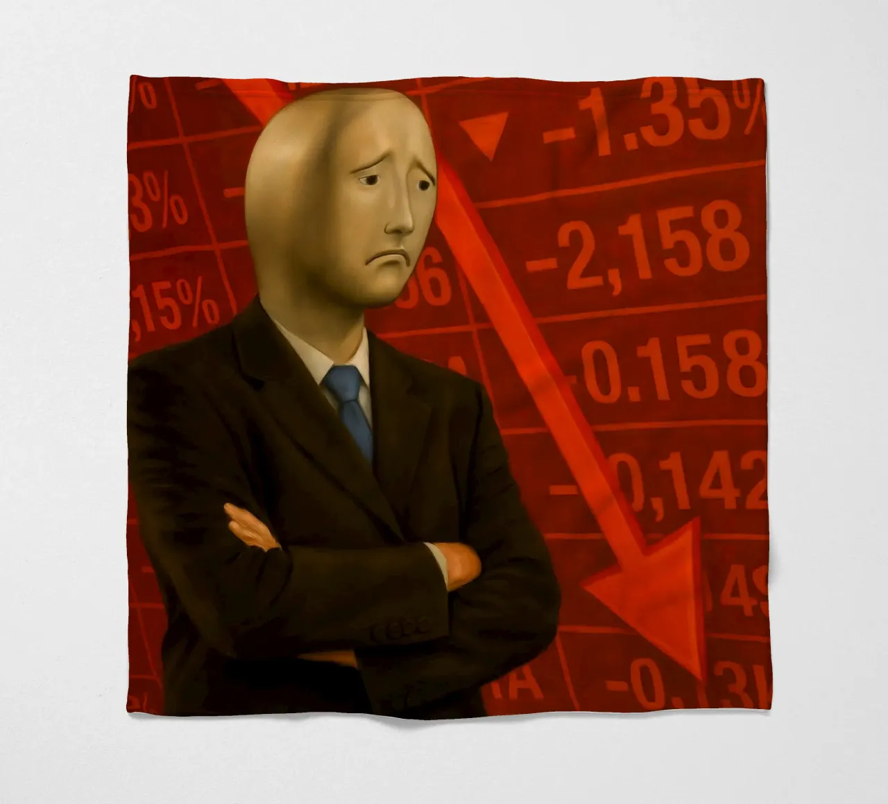 Poster del meme dell'uomo di Stonks Fail - Crash, tuffi e dolore coperta in pile da Lootprint
