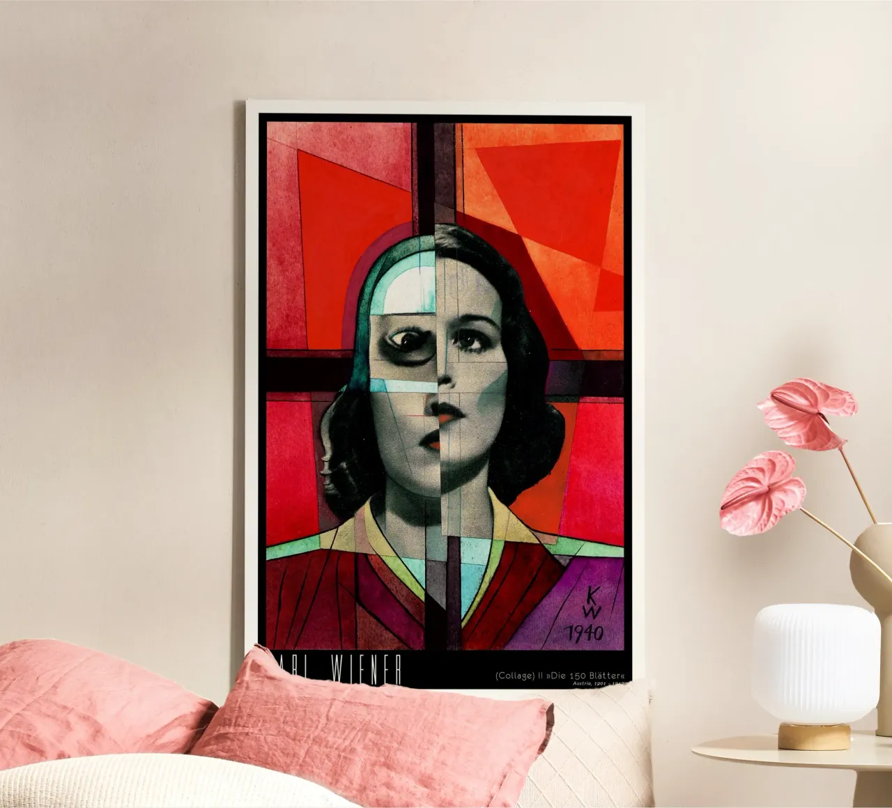 Karl Wiener - Collage II - I 150 fogli tela con Cornice a cassetta da Old Masters