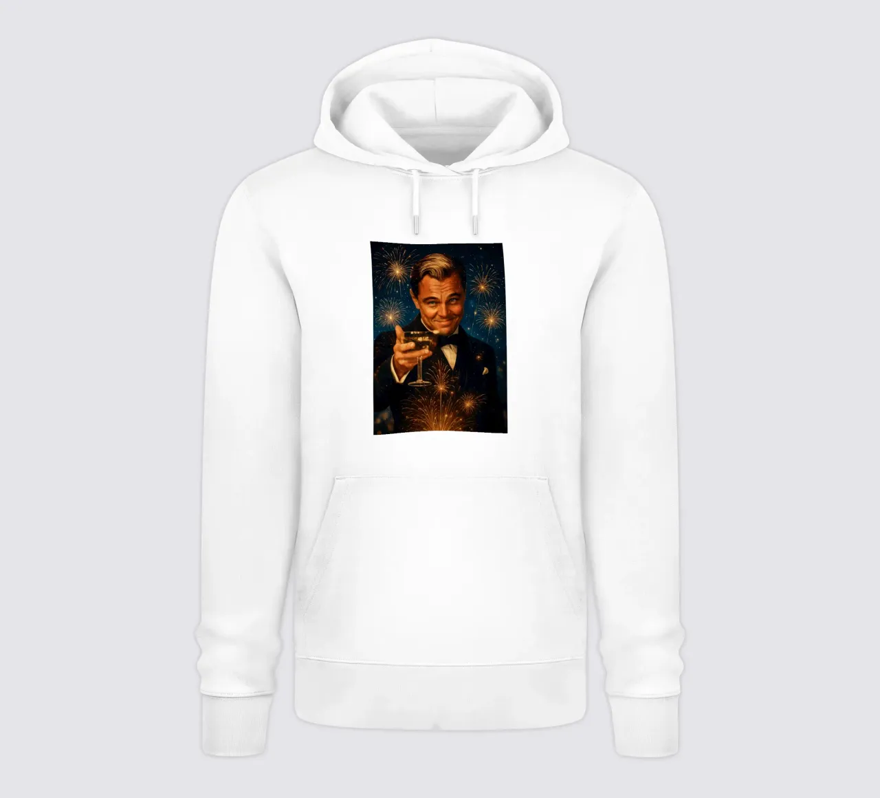 Leonardo DiCaprio Cheers - Grande Gatsby Meme Party Poster felpa con cappuccio da Lootprint