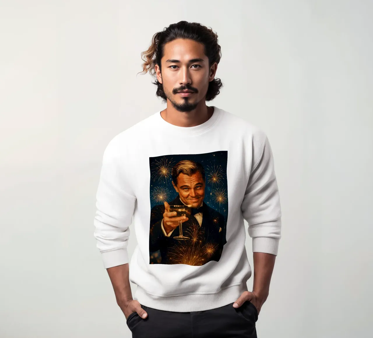 Leonardo DiCaprio Cheers - Grande Gatsby Meme Party Poster felpa da Lootprint