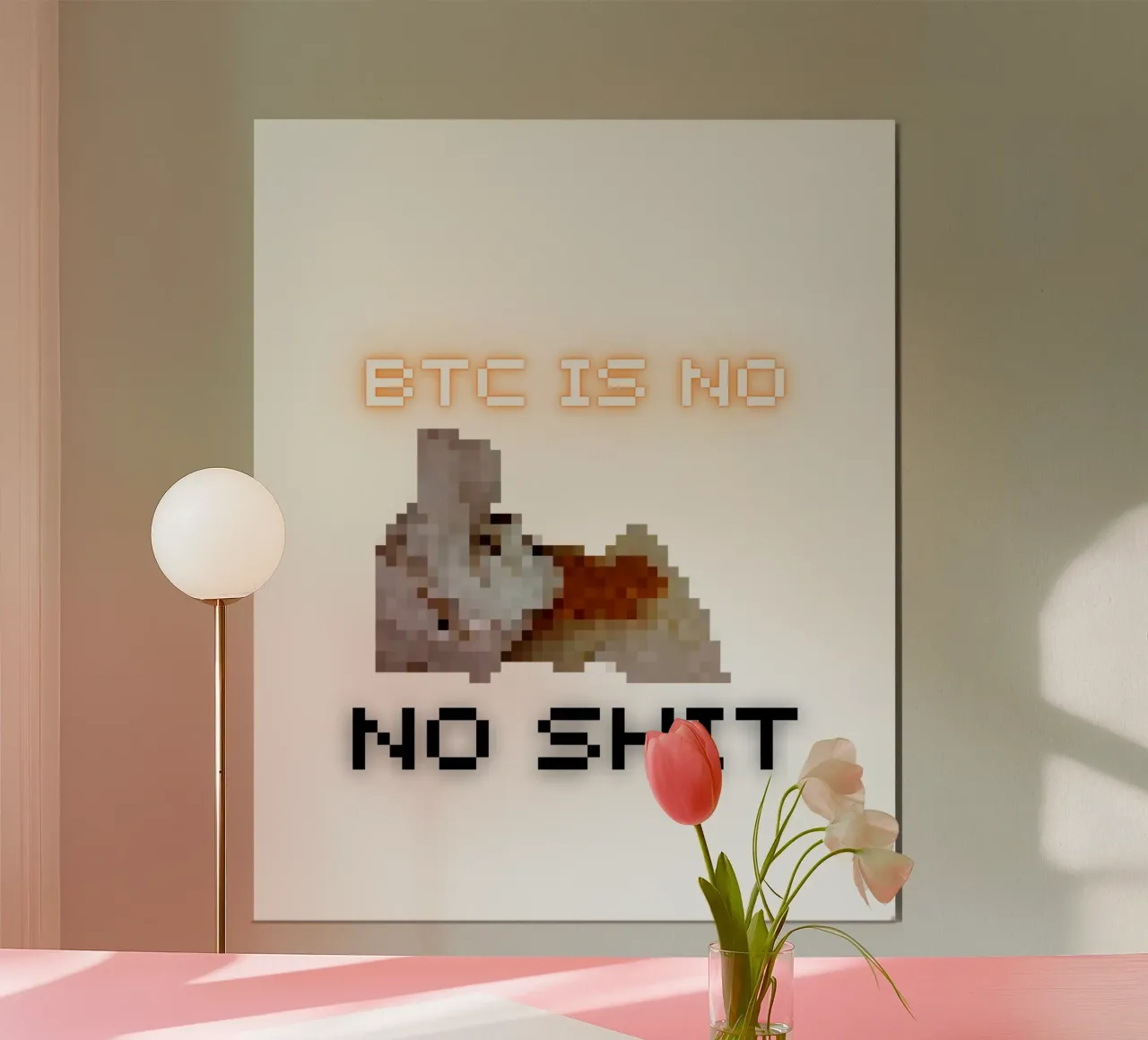 BTC is No SH**_BTC poster con telaio in legno da Crypto_Jungle