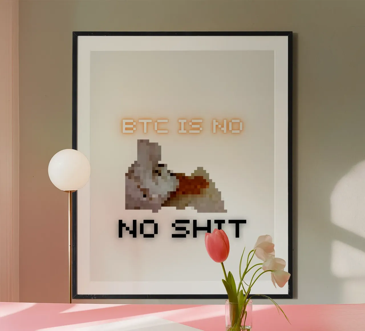 BTC is No SH**_BTC poster con telaio in legno da Crypto_Jungle