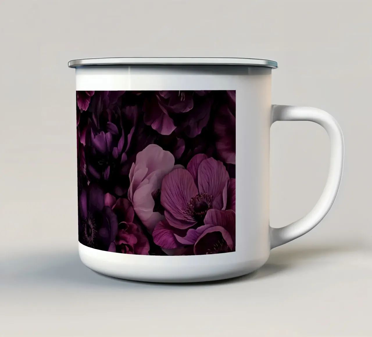 Sinfonia floreale rosa malva tazza in smalto da Andrea Haase Floral Passion