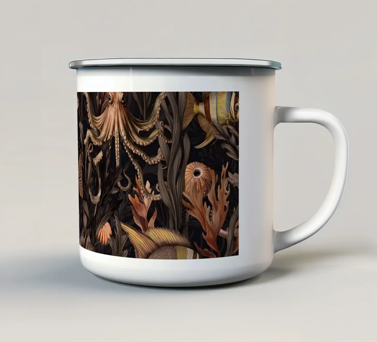 Creature mistiche del mondo sommerso delle profondità marine tazza in smalto da Andrea Haase Vintage World