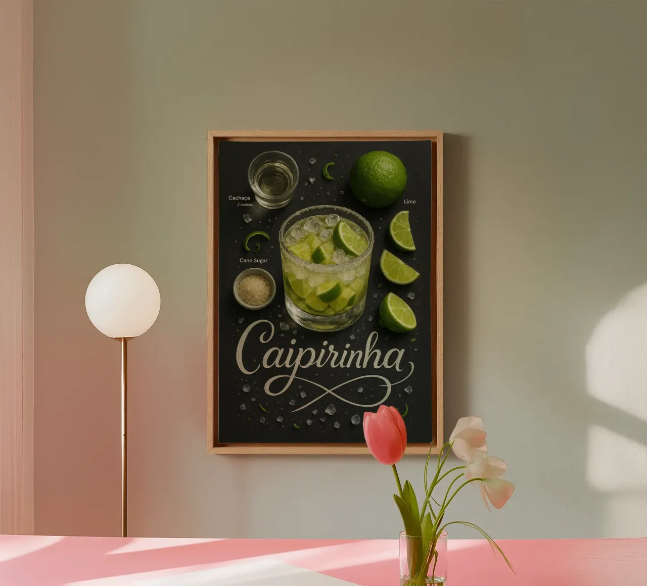 Poster del cocktail Caipirinha - Classico brasiliano al lime fresco tela con Cornice a cassetta da Lootprint
