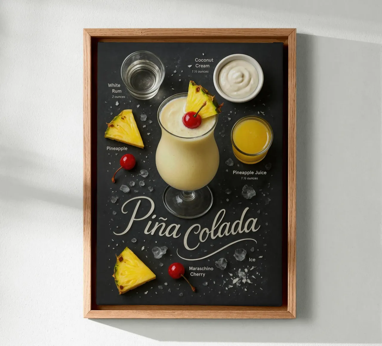 Poster Piña Colada - Ananas tropicale e noce di cocco tela con Cornice a cassetta da Lootprint