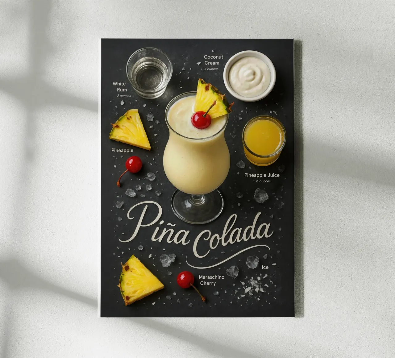 Poster Piña Colada - Ananas tropicale e noce di cocco tela con Cornice a cassetta da Lootprint