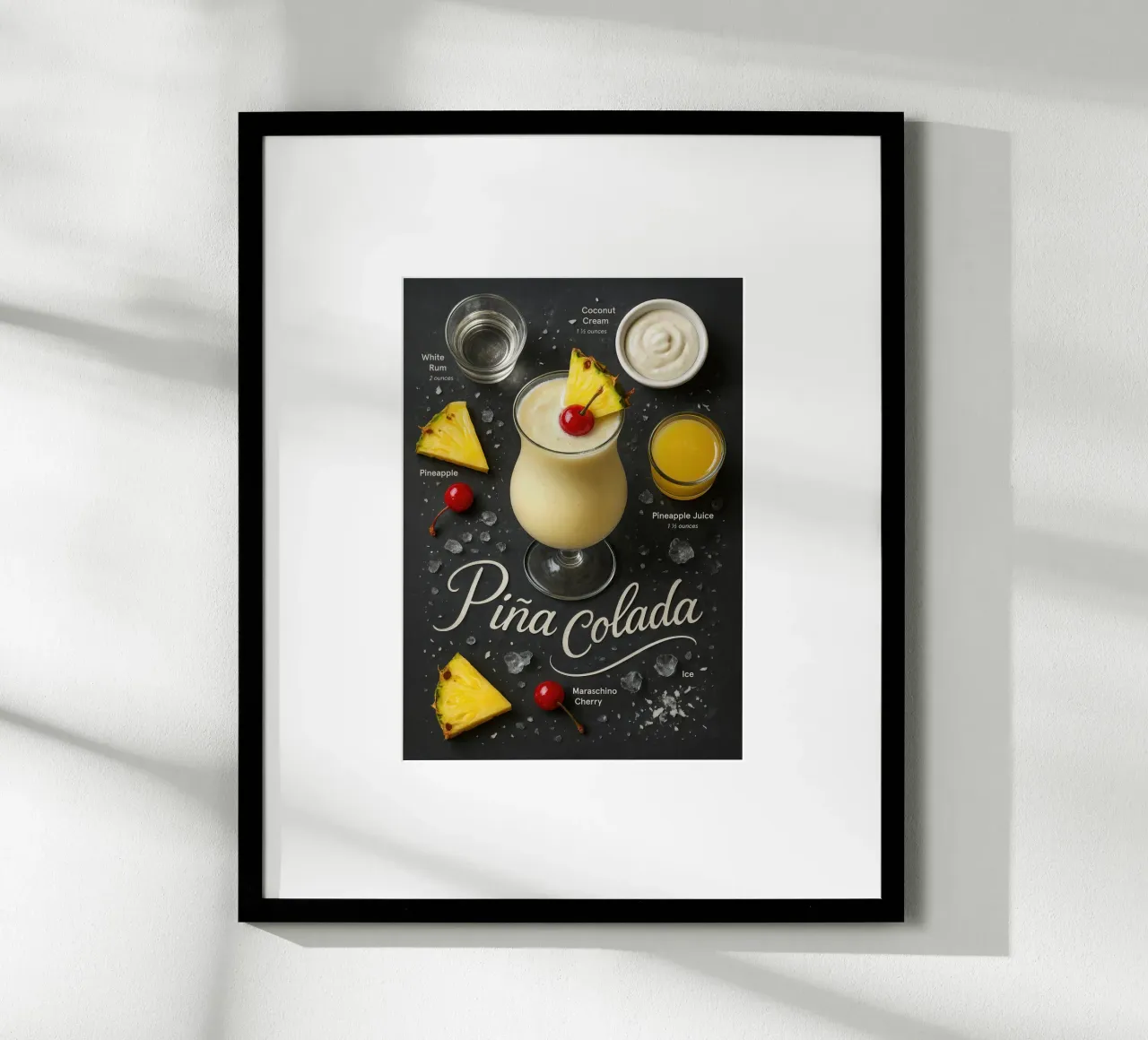 Poster Piña Colada - Ananas tropicale e noce di cocco carta hahnemühle da Lootprint