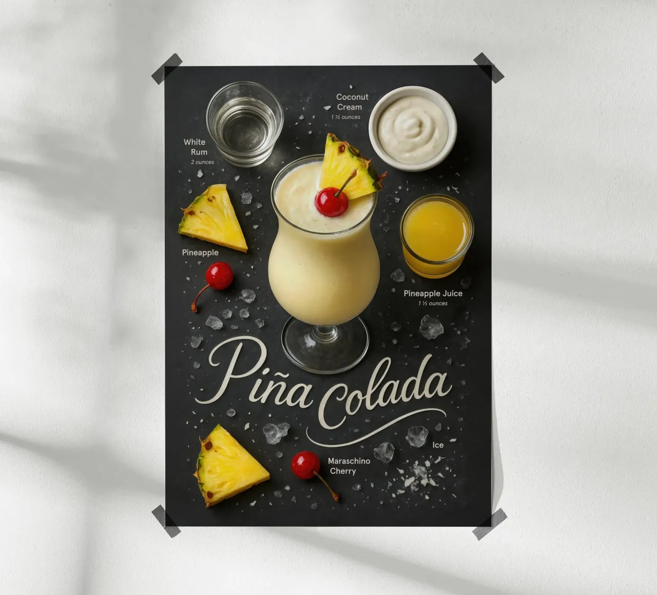 Poster Piña Colada - Ananas tropicale e noce di cocco carta hahnemühle da Lootprint