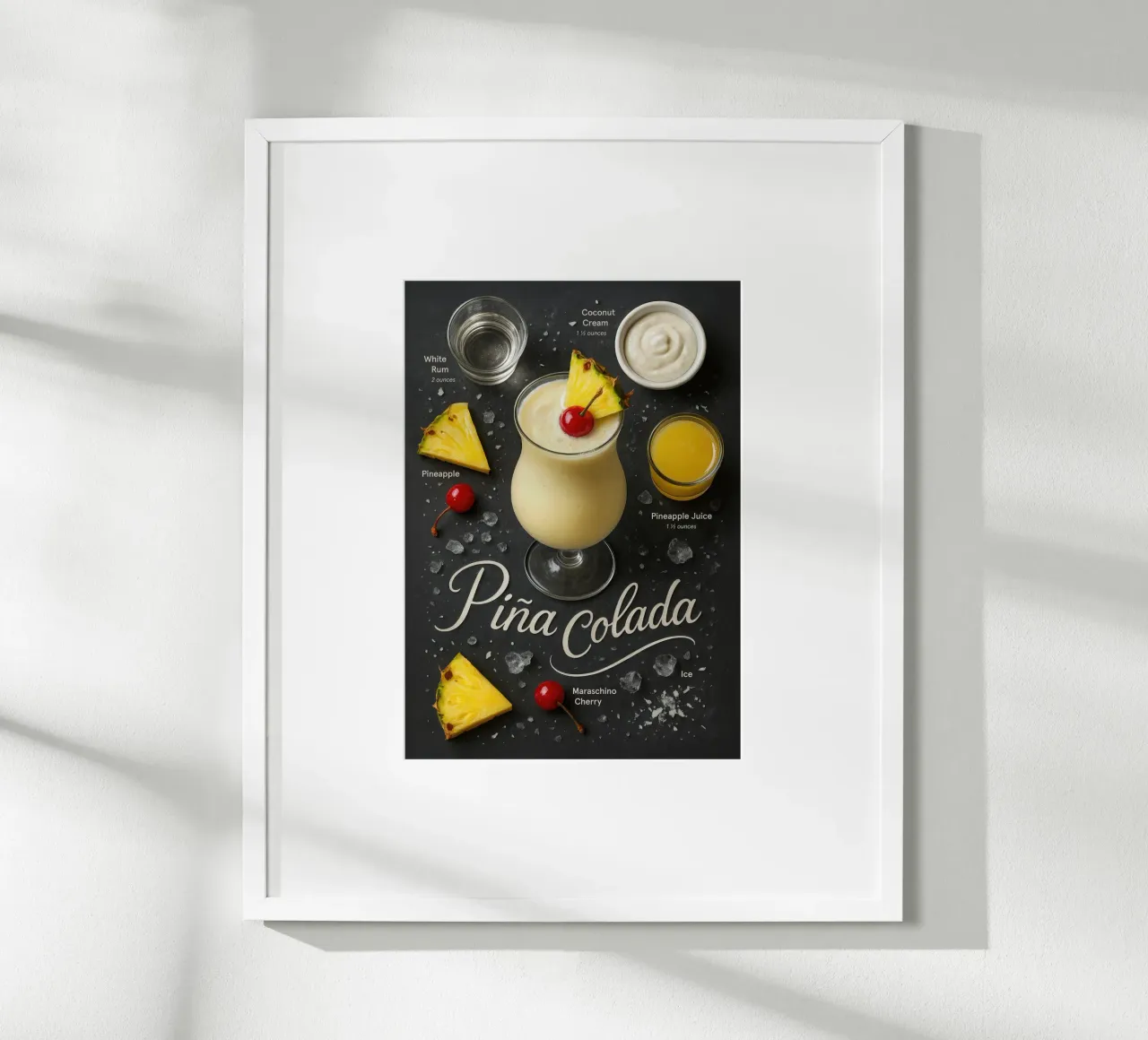 Poster Piña Colada - Ananas tropicale e noce di cocco carta hahnemühle da Lootprint