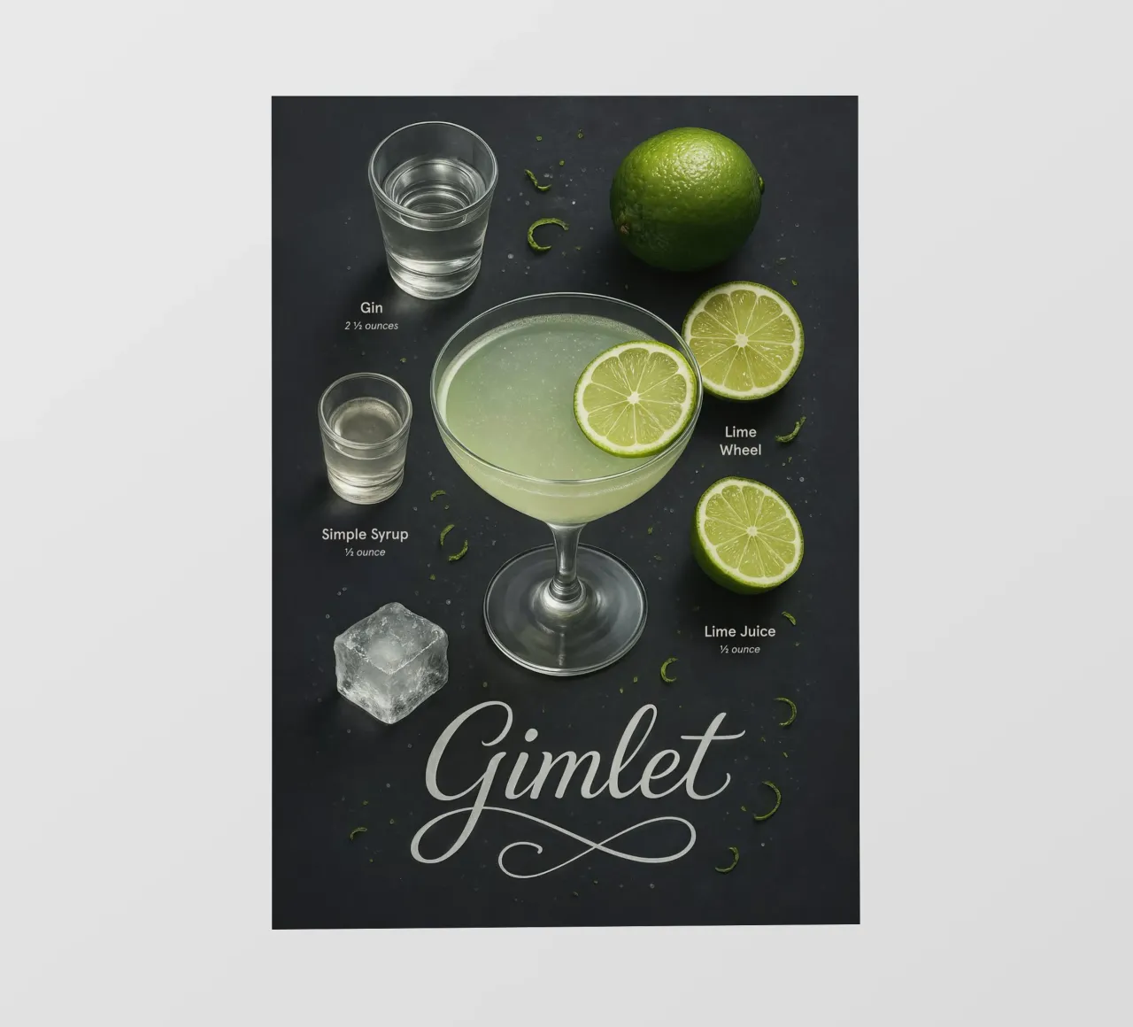 Poster per cocktail Gimlet - Gin e Lime Classico minimale telo in pvc da Lootprint