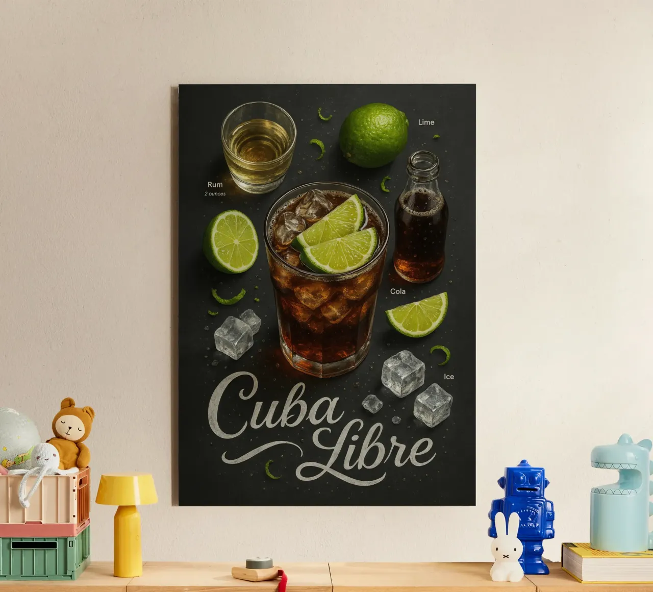 Cuba Libre Poster – Rum, Cola, and Lime Classic alluminio dibond da Lootprint