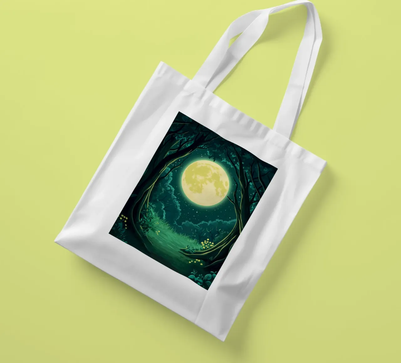 Full moon over a forest clearing at night tote bag by pixelbull - medieval art and more