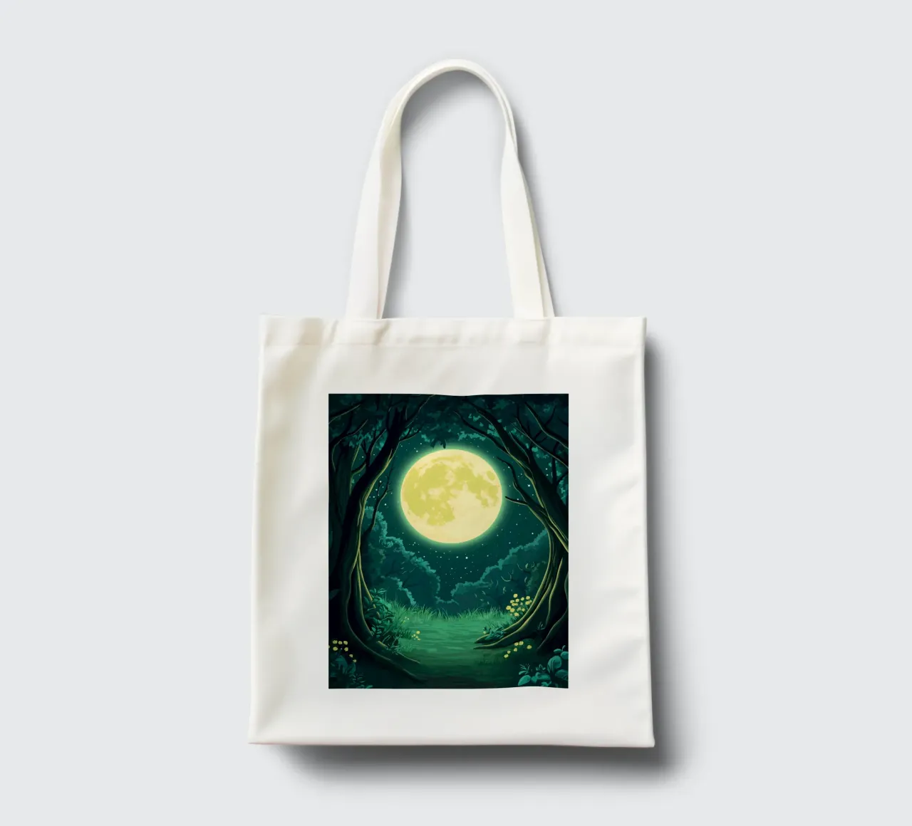 Full moon over a forest clearing at night tote bag by pixelbull - medieval art and more