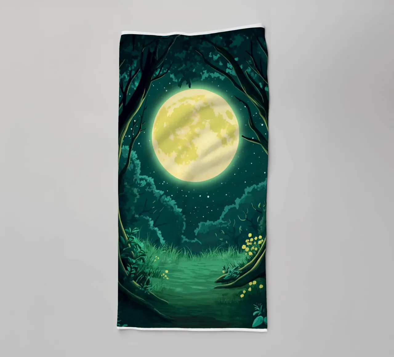 Pleine lune au-dessus d'une clairière nocturne serviette de bain de pixelbull - medieval art and more
