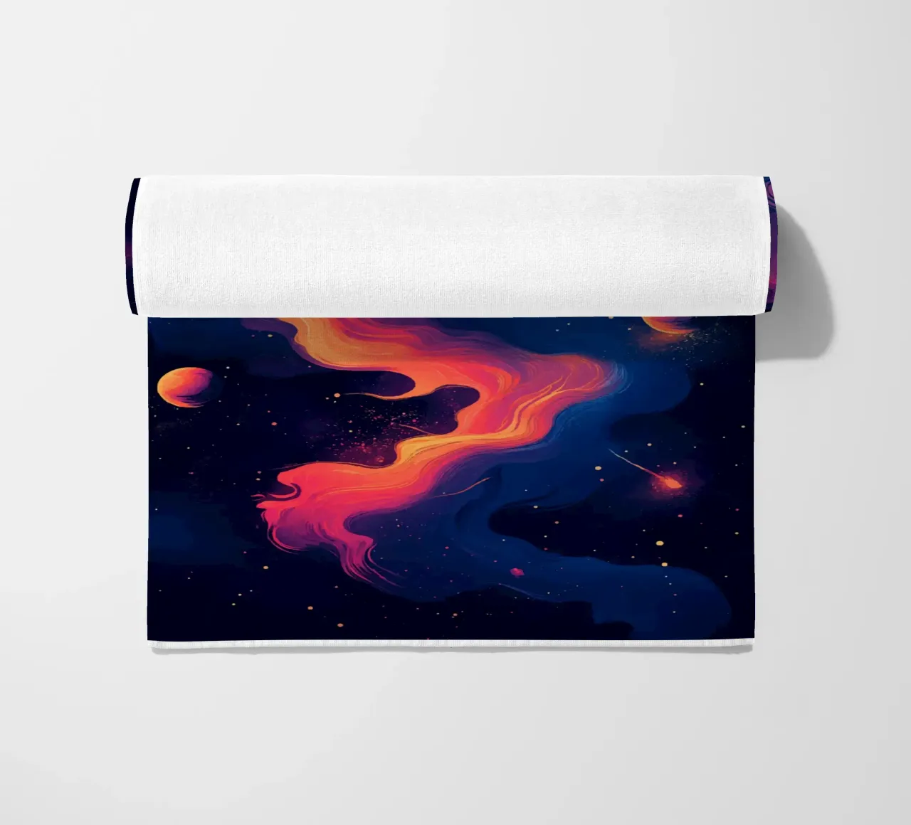 Sogni cosmici in una nebbia di colori telo mare da pixelbull - medieval art and more