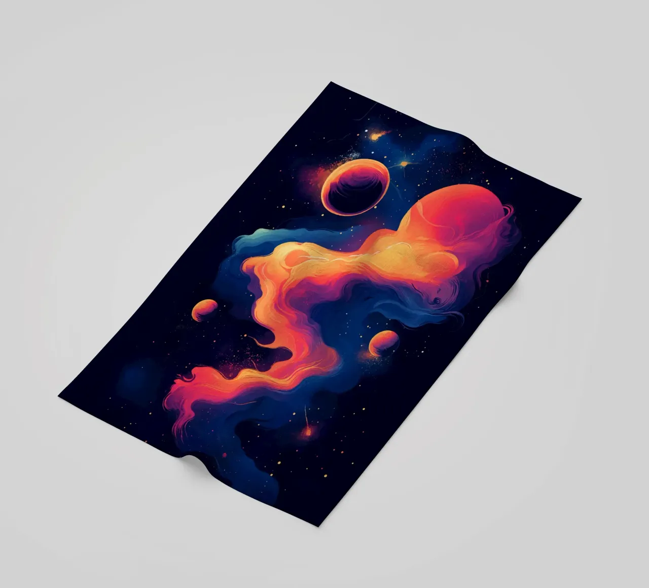 Sogni cosmici in una nebbia di colori telo mare da pixelbull - medieval art and more