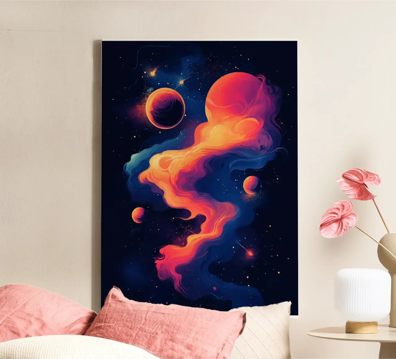 Sogni cosmici in una nebbia di colori tela con Cornice a cassetta da pixelbull - medieval art and more