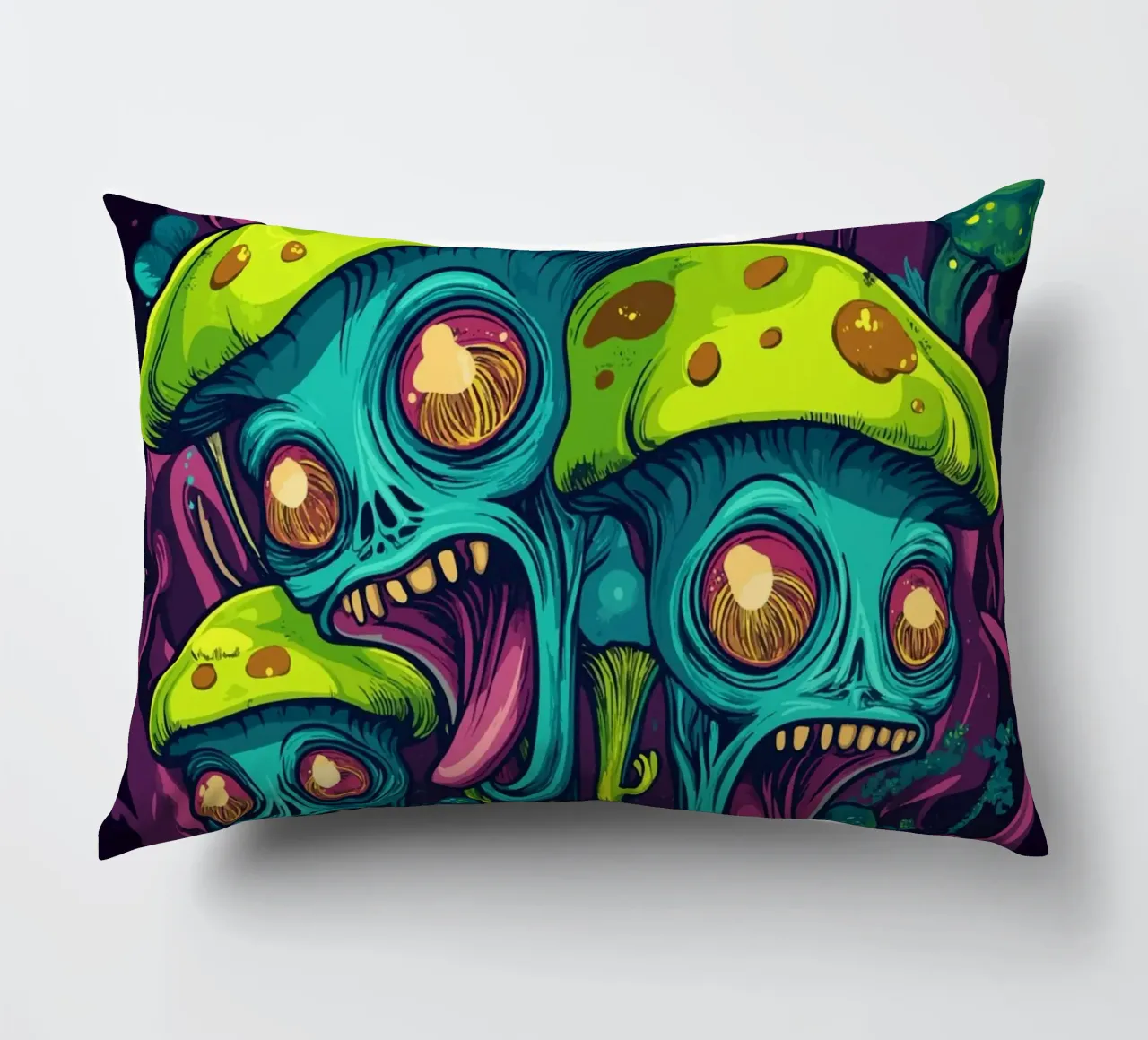 Psychedelische Alien-Pilze mit bunten Blumen Kissen von pixelbull - medieval art and more